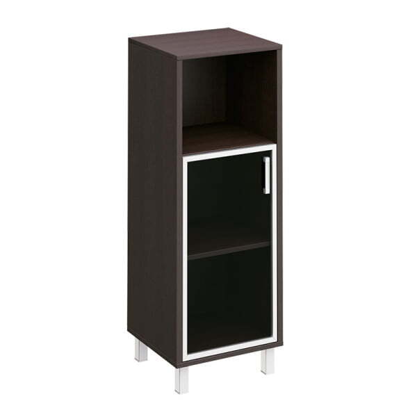 Шкаф для документов левый, дверь в алюминиевой раме + ниша Борн B 421-815 480x450x1310 (Венге)