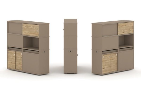 Тумба двойная + высокая надставка ES.NB.2V-32 (1500х410х1520) (Латте/Тиквуд Светлый)