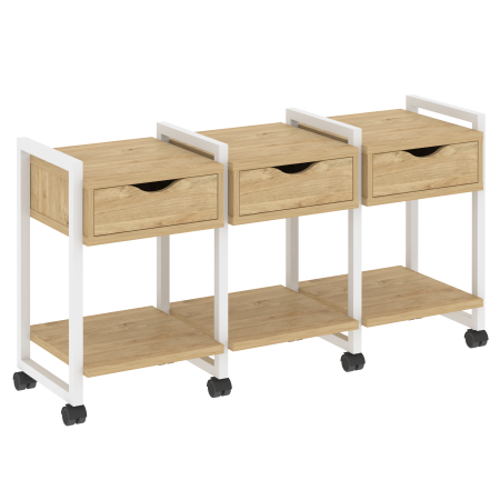 Тумба на колесных опорах наборная VR.L-TN-4.K 1440x460x767 (Тиквуд Светлый/Белый металл)