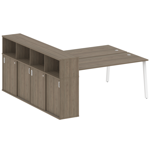 Рабочая станция с шкафом-купе на А-образном м/к Metal System Style БА.РС-СШК-4.5 Т 2210x2332x1098 (Вяз/Белый металл)