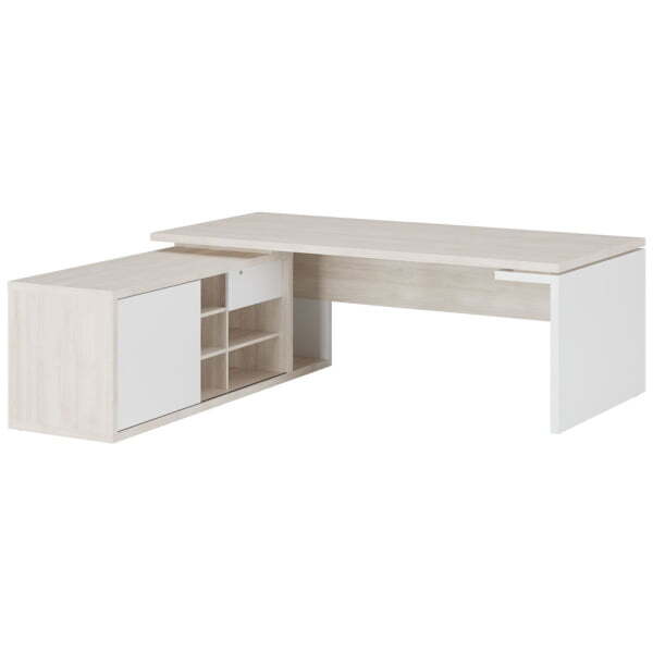 Стол рабочий на опорной креденции левый Zion ZIO28510821 2000x2080x740 (Дуб светлый)