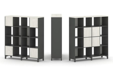 Набор стеллажа 2-х сторонний, 4 яруса SN.NSD-441 (1488х400х1615) (Антрацит/Дуб Наварра/Металл Антрацит)