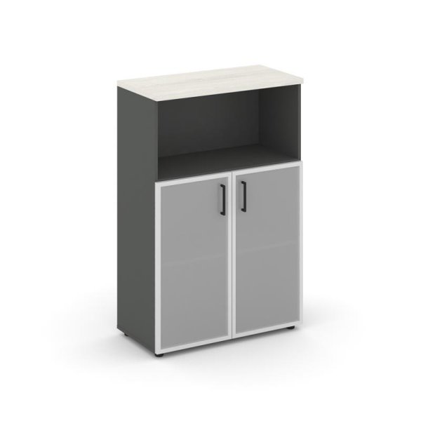 Шкаф средний широкий SN.STS.E-203 (796х400х1203) (Антрацит/Дуб Наварра/Сатин)