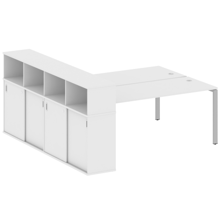 Рабочая станция с опорным шкафом-купе Metal System Style БП.РС-СШК-4.5 2210x2332x1098 (Белый/Серый металл)
