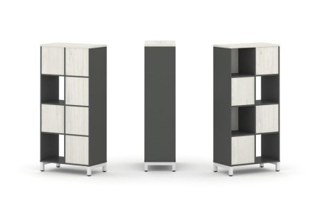 Набор стеллажа 1 сторонний, 4 яруса SN.NS-421 (754х400х1615) (Антрацит/Дуб Наварра/Металл Белый)