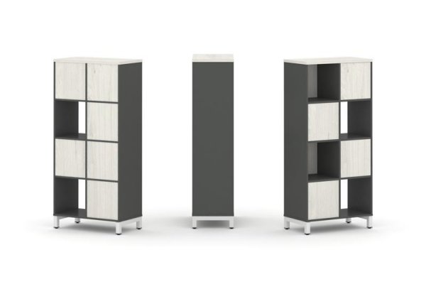 Набор стеллажа 1 сторонний, 4 яруса SN.NS-421 (754х400х1615) (Антрацит/Дуб Наварра/Металл Белый)