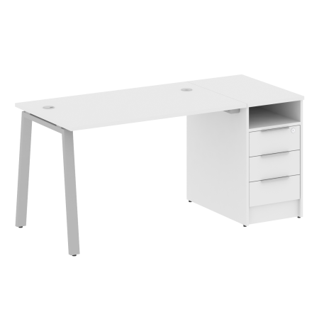 Рабочая станция Metal System Style БА.РС-СТП-1.2 1612x720x750 (Белый/Серый металл)