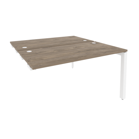 Стол-приставка двойной на П-образном м/к к опорным элем. Onix O.MP-D.SPR-3.7 1380x1475x750 (Тиквуд Темный/Белый Металл)