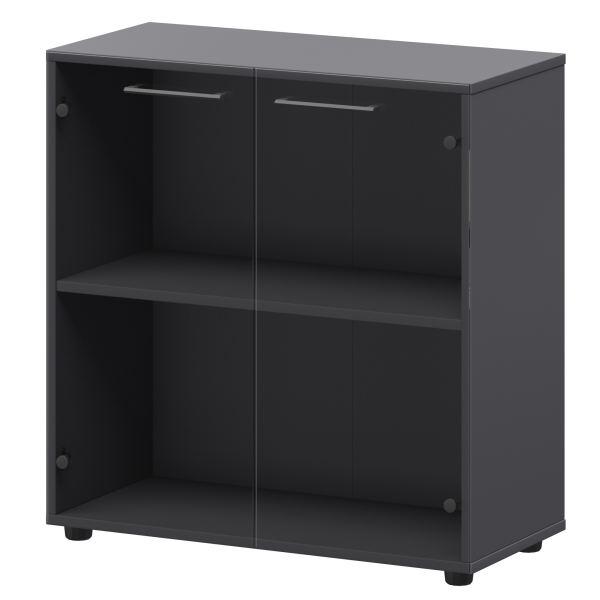 Шкаф низкий со стеклом Кортез СМШ28S 792x380x811 (Графит)