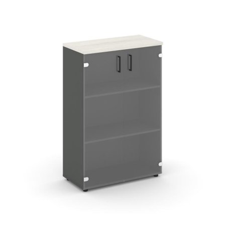 Шкаф средний широкий SN.STS-205 (796х400х1203) (Антрацит/Дуб Наварра/Прозрачный)