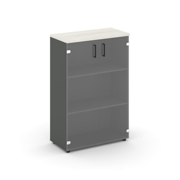 Шкаф средний широкий SN.STS.E-205 (796х400х1203) (Антрацит/Дуб Наварра/Прозрачный)