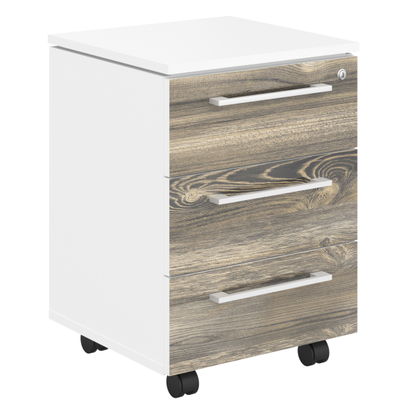 Тумба подкатная в кабинет руководителя серии Morris MMC-3D 465x450x652 (Дуб Базель/Белый)