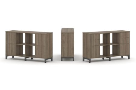 Набор стеллажа 1 сторонний, 2 яруса SN.NS-241 (1488х400х881) (Вяз Благородный/Металл Антрацит)