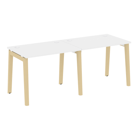 Рабочая станция на деревянных опорах Onix Wood OW.RS-2.1.7 1960x720x750 (Белый Бриллиант/Дуб Светлый)