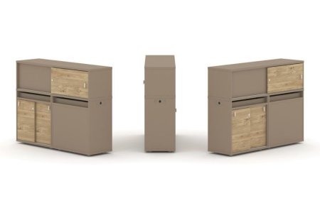 Тумба двойная + низкая надставка ES.NB.2N-21 (1500х410х1135) (Латте/Тиквуд Светлый)
