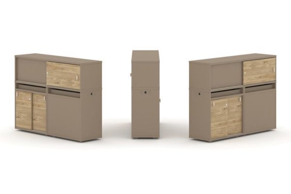 Тумба двойная + низкая надставка ES.NB.2N-21 (1500х410х1135) (Латте/Тиквуд Светлый)