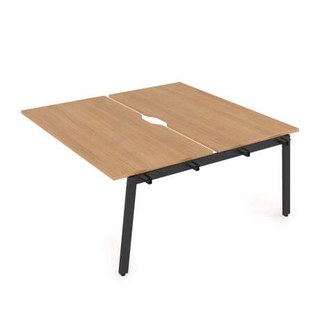 10БДСВ.268 Стол системы Бенч с вырезом, сдвоенный, на 2 рабочих места - средний (1200x1235x750) (Romano/Черный металл)