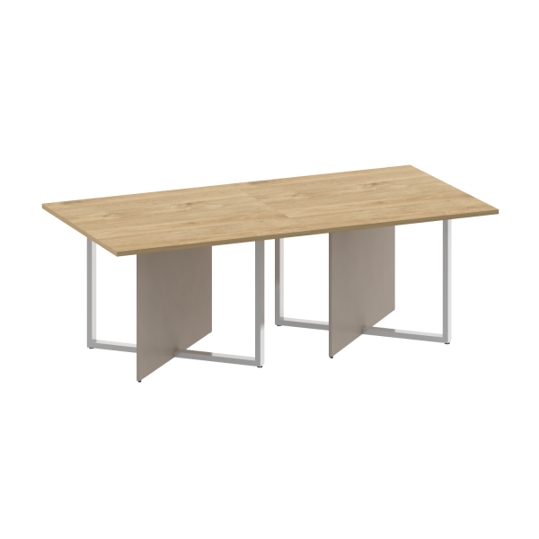 Стол переговорный, двойной, прямоугольный Shift SK.SP-KV-110-2 (2200x1100x753) (Тиквуд Светлый-Капучино | Хром)