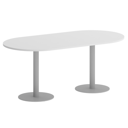 Стол овальный VR.SP-5-180.1 1800x900x750 (Белый Бриллиант/Серый Металл)