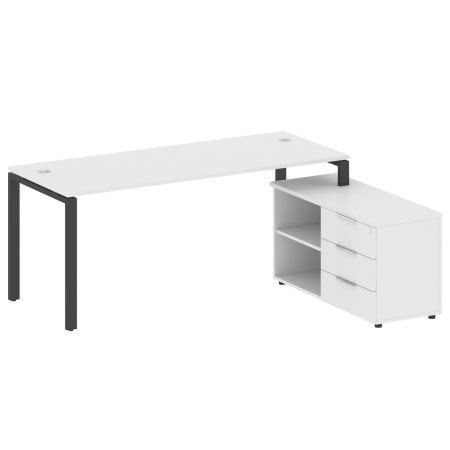 Рабочая станция с опорной тумбой правая Metal System Style БП.РС-СТС-2.5 Пр 1900x1520x750 (Белый/Антрацит металл)