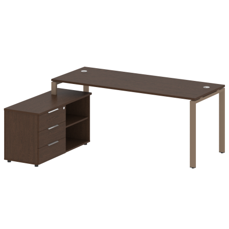 Рабочая станция с опорной тумбой левая Metal System Style БП.РС-СТС-2.5 Л 1900x1520x750 (Венге Цаво/Мокко металл)