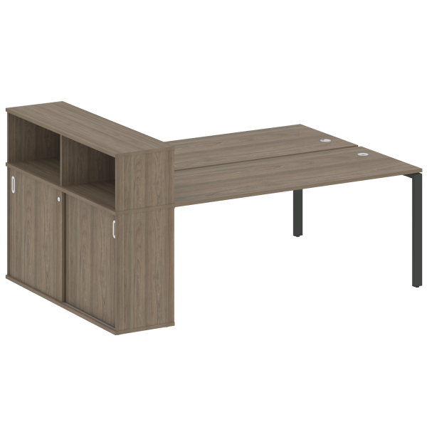Рабочая станция с опорным шкафом-купе Metal System Style БП.РС-СШК-2.5 2210x1475x1098 (Вяз/Антрацит металл)