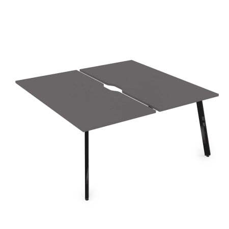10БДКВ.268 Стол системы Бенч с вырезом, сдвоенный, на 2 рабочих места - конечный (1200x1235x750) (Graphit/Черный глянец металл)