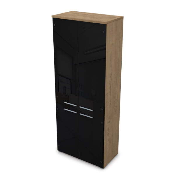 9Ш.005.24 Шкаф высокий со стеклом (800x450x2045) (Teakwood)