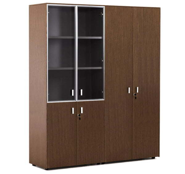 EXE Шкаф комбинированный + для бумаг (Орех/Хром)