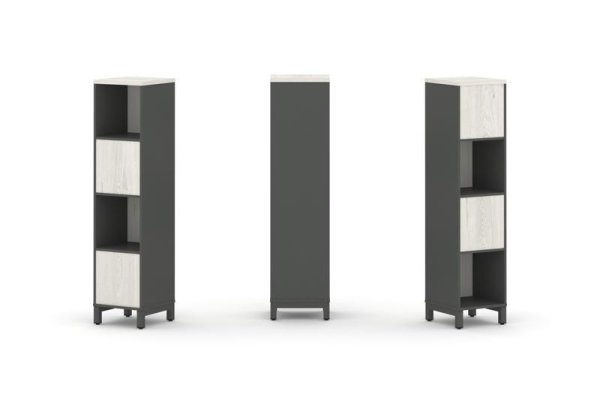 Набор стеллажа 2-х сторонний, 4 яруса SN.NSD-411 (387х400х1615) (Антрацит/Дуб Наварра/Металл Антрацит)