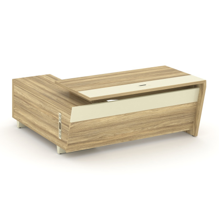 Стол руководителя с тумбой Corner COR.SRT-18 (R) (1800x1800x750) (Гикори Песочный-Ваниль | Металл Ваниль)