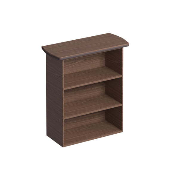 Шкаф открытый топ, 2 полки и боковины в дереве, кромка топа в коже ISixty A120GG/90 1100x480x1260 (Кожа коричневая)