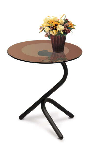 Стол журнальный Дуэт-5 Д-5 500x500x550 (Металлик/прозрачное стекло)