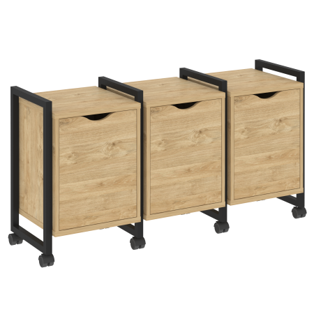 Тумба на колесных опорах наборная VR.L-TN-5.K 1440x460x767 (Тиквуд Светлый/Черный металл)