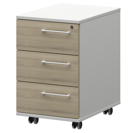 Тумба мобильная/подвесная левая Кортез KZT-61L 416x568x648 (Кронберг/Белый)