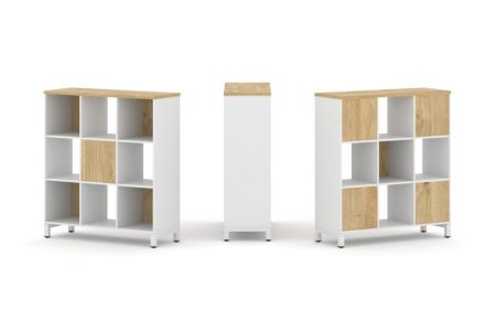 Набор стеллажа 2-х сторонний, 3 яруса SN.NSD-331 (1121х400х1248) (Белый/Тиквуд Светлый/Металл Белый)