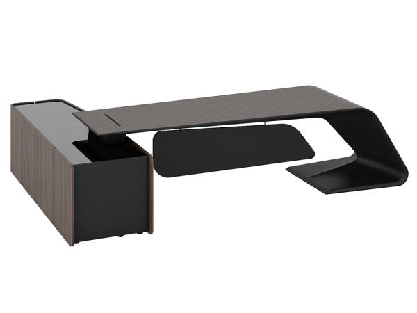 Стол письменный правый BUGATTI 266х220 (2660x2200x760) (Эбеновое дерево M-EB-02C)