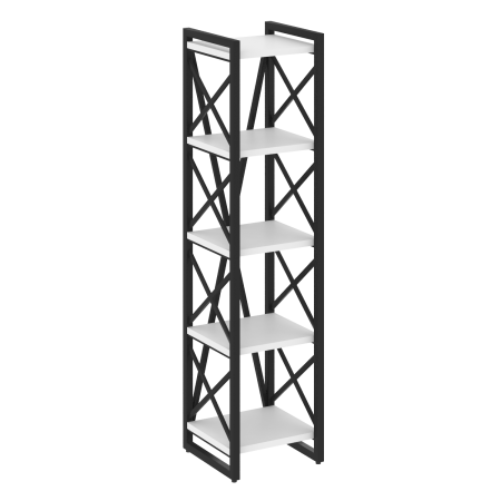 Стеллаж на регулируемых опорах-5 полок VR.L-MST.O-5.4 400x400x1650 (Белый Бриллиант/Черный металл)