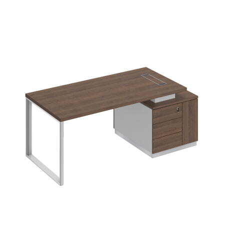 Стол руководителя на опорной тумбе левый Bravo БР 105 1980x900x750 (Дуб гладстоун / Белый премиум / Дуб гладстоунСерый)