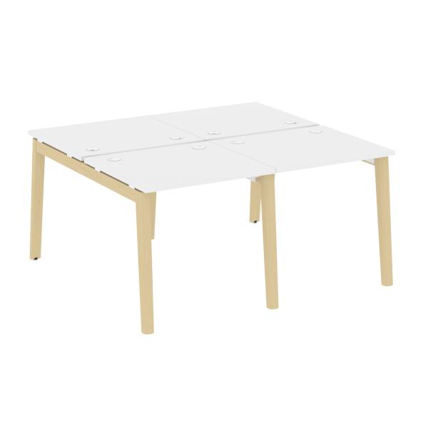 Рабочая станция на деревянных опорах Onix Wood OW.D.RS-4.0.7 1560x1475x750 (Белый Бриллиант/Дуб Светлый)