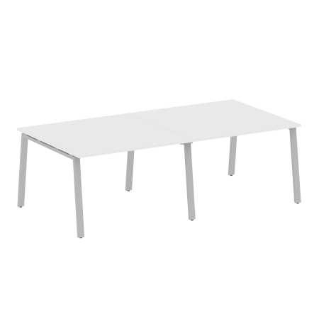 Стол для переговоров (2 столешницы) на А-образном м/к Metal System Style БА.ПРГ-2.2 2400x1235x750 (Белый/Серый металл)