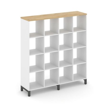 Каркас стеллажа 4 яруса SN.KS-440 (1488х400х1615) (Белый/Тиквуд Светлый/Металл Антрацит)