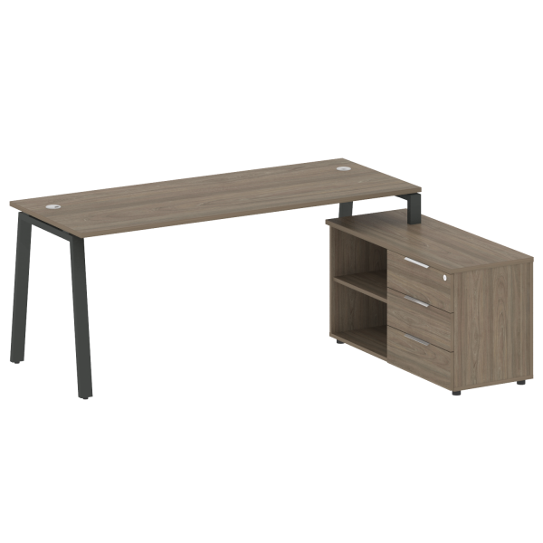 Рабочая станция с тумбой на А-образном м/к Metal System Style БА.РС-СТС-2.5 (R) 1900x1520x750 (Вяз/Антрацит металл)