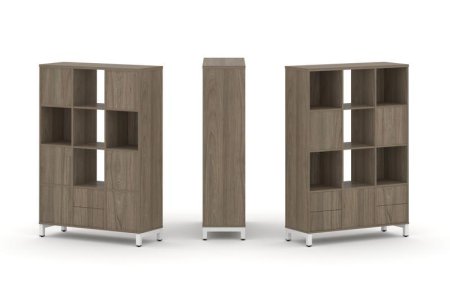 Набор стеллажа 2-х сторонний, 4 яруса SN.NSD-431 (1121х400х1615) (Вяз Благородный/Металл Белый)