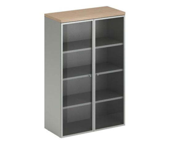 Шкаф 140 с алюм стеклянными дверьми Flash FUSLS323 900x420x1411 (Дуб)