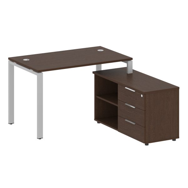 Рабочая станция с опорной тумбой правая Metal System Style БП.РС-СТС-2.2 Пр 1300x1520x750 (Венге Цаво/Серый металл)