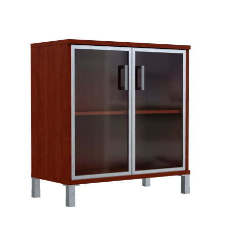 Шкаф 2 уровня, широкий стекло в AL раме Born B-410.4 900x450x920 (Бургунди)