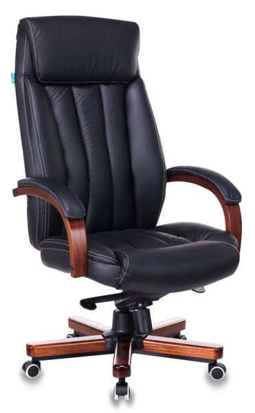 Кресло руководителя T-9922WALNUT черный кожа крестов. металл/дерево (Черный)