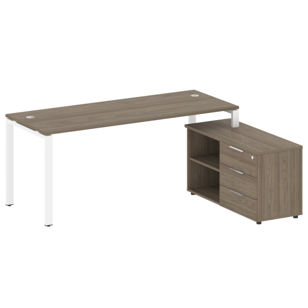 Рабочая станция с опорной тумбой правая Metal System Style БП.РС-СТС-2.5 Пр 1900x1520x750 (Вяз/Белый металл)