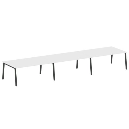 Стол для переговоров (3 столешницы) на А-образном м/к Metal System Style БА.ПРГ-3.5 5400x1235x750 (Белый/Антрацит металл)